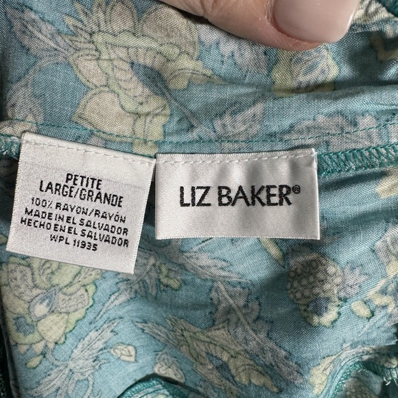 Vtg Liz Baker Skirt Womens Petite Large Blue Floral BOHO CottageCore Aline - Picture 8 of 10